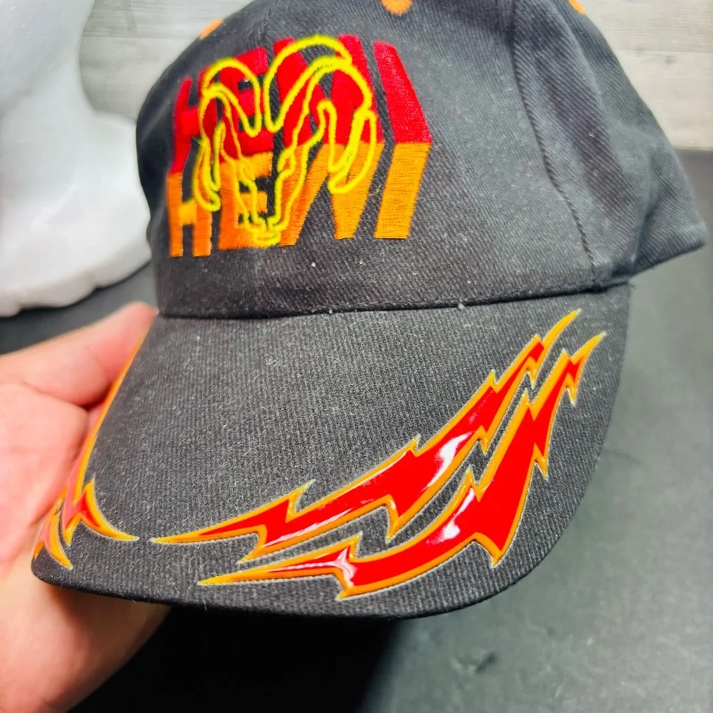 Cobra Retro Y2K Early 2000’s Embroidered Flames on Black Cap Dodge Hemi‎ Hat